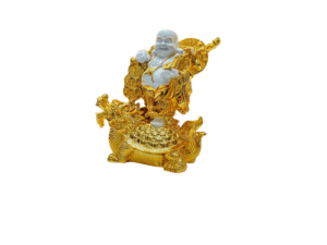 Marble Gold Laughing Budha Statue